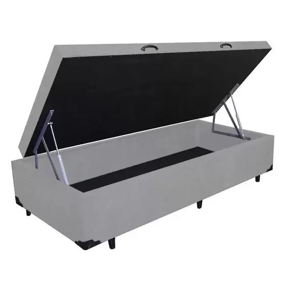 Ver imagem 1 de Base Box Baú Solteiro Suede Cinza - 39x78x188
