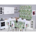 Ver imagem 1 de Kit 4 Capas de Cadeira + Toalha de Mesa + Cortina Sala de Jantar Cozinha Dos Sonhos Completa Estampa