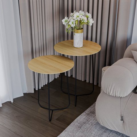 Conjunto Mesa Lateral de Canto Trude 100% MDF 55cm x 45cm x 45cm Marrom