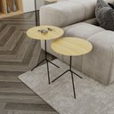 Ver imagem 1 de Conjunto Mesa Lateral de Canto Pugly 55x40x40cm Marrom 100% MDF