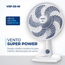 Ver imagem 2 de Ventilador de Mesa Mondial Super Power 6 Pás 30cm 220v Branco Azul Vsp-30-w