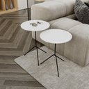 Ver imagem 1 de Conjunto Mesa Lateral de Canto Pugly 55x40x40cm Branco 100% MDF