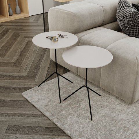 Conjunto Mesa Lateral de Canto Pugly 100% MDF 55cm x 40cm x 40cm Cinza