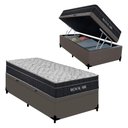Ver imagem 1 de Cama Box com Baú Solteiro 88cm Royal Air Sintético Molas Ensacadas Cinza Royal