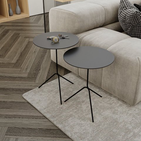 Conjunto Mesa Lateral de Canto Pugly 55x40x40cm Preto 100% MDF