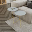 Ver imagem 1 de Conjunto Mesa Lateral de Canto Pugly 55x40x40cm Cinza 100% MDF