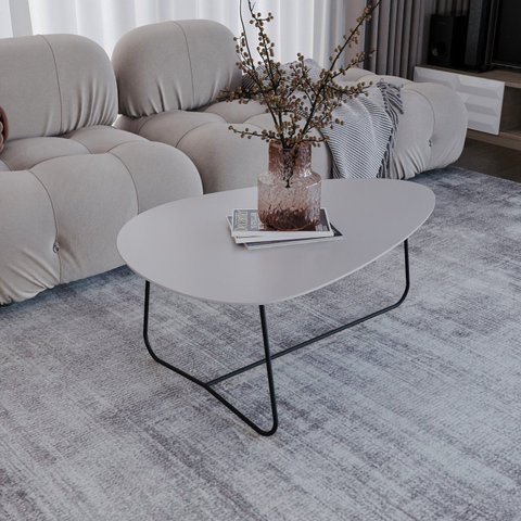 Mesa de Centro Trude Organica 35cm x 90cm x 60cm Cinza