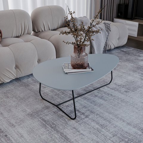 Mesa de Centro Trude Organica 35cm x 90cm x 60cm Cinza