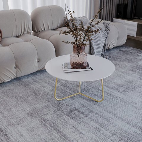 Mesa de Centro Trude Redonda 30cm x 67cm x 67cm Branco