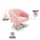 Ver imagem 7 de Kit 02 Poltronas Giratória Stella Suede Base Madeira MA30 - D’Rossi - Rosa Bebê