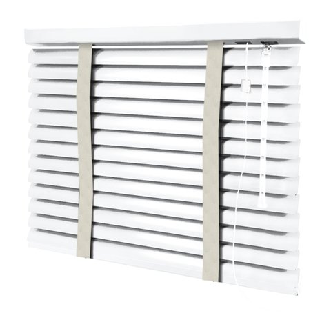 Persiana Horizontal - 1,30m Larg X 1,30m Alt - Alumínio 50mm com Fita Decorativa - Cor: Branca - Fit