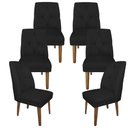 Ver imagem 1 de Cadeira Sala de Jantar Kit 6 Maria Suede Preto - Majú Decor