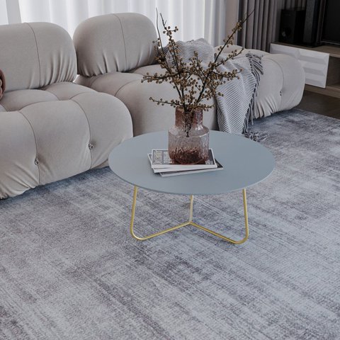 Mesa de Centro Trude Redonda 30cm x 67cm x 67cm Cinza