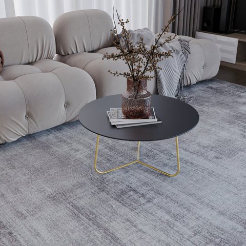 Mesa de Centro Trude Redonda 30cm x 67cm x 67cm Preto