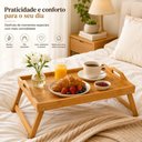 Ver imagem 5 de Mesa Bandeja Bambu 40x25cm Pes Dobraveis Cafe Cama Notebook Tablet Lanche Estudo Multiuso