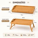 Ver imagem 6 de Mesa Bandeja Bambu 40x25cm Pes Dobraveis Cafe Cama Notebook Tablet Lanche Estudo Multiuso