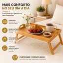 Ver imagem 2 de Mesa Bandeja Bambu 40x25cm Pes Dobraveis Cafe Cama Notebook Tablet Lanche Estudo Multiuso