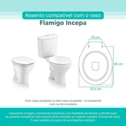 Tampa Vaso Sanitário Madeira Laqueada Flamingo Branco para Bacia Incepa - 3 Tampa Vaso Sanitário Madeira Laqueada Flamingo Branco para Bacia Incepa - 3