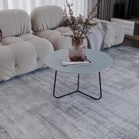 Mesa de Centro Trude Redonda 100% MDF 30cm x 67cm x 67cm Cinza