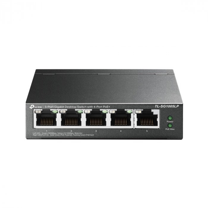 SWITCH GIGABIT PROFISSIONAL 10/100/1000 C/ 5 PORTAS (SENDO 4 POE) TL-SG1005LP SMB TP-Link TPN0327 - 1