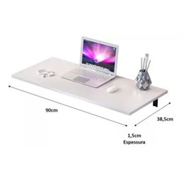 Mesa de Parede Dobrável Suspensa com Suporte 90x38 Branco - 2
