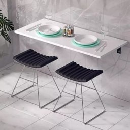 Mesa de Parede Dobrável Suspensa com Suporte 90x38 Branco - 3