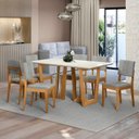 Ver imagem 1 de Conjunto Mesa Clara com 6 Cadeiras em Madeira Maciça