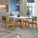 Ver imagem 1 de Conjunto Mesa Clara com 6 Cadeiras em Madeira Maciça