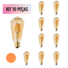 Kit 10 Lampada Filamento Led St64 Pera 4w Vintage Retro Industrial Design Filamento E27 2200k - 2