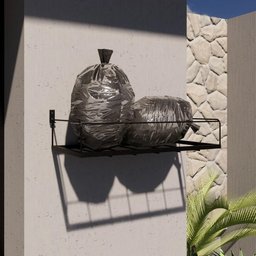 Lixeira de Parede Externa Retrátil Muro Residencial Cesto de Lixo Grande de Rua em Aço Preto - 4