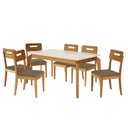 Ver imagem 2 de Conjunto Mesa Petra com 6 Cadeiras Madeira Maciça Bege/Fendi