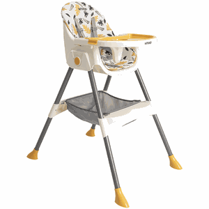 Cadeirinha de Alimentação Kiddo Papinha 2 em 1 Amarela Folhas