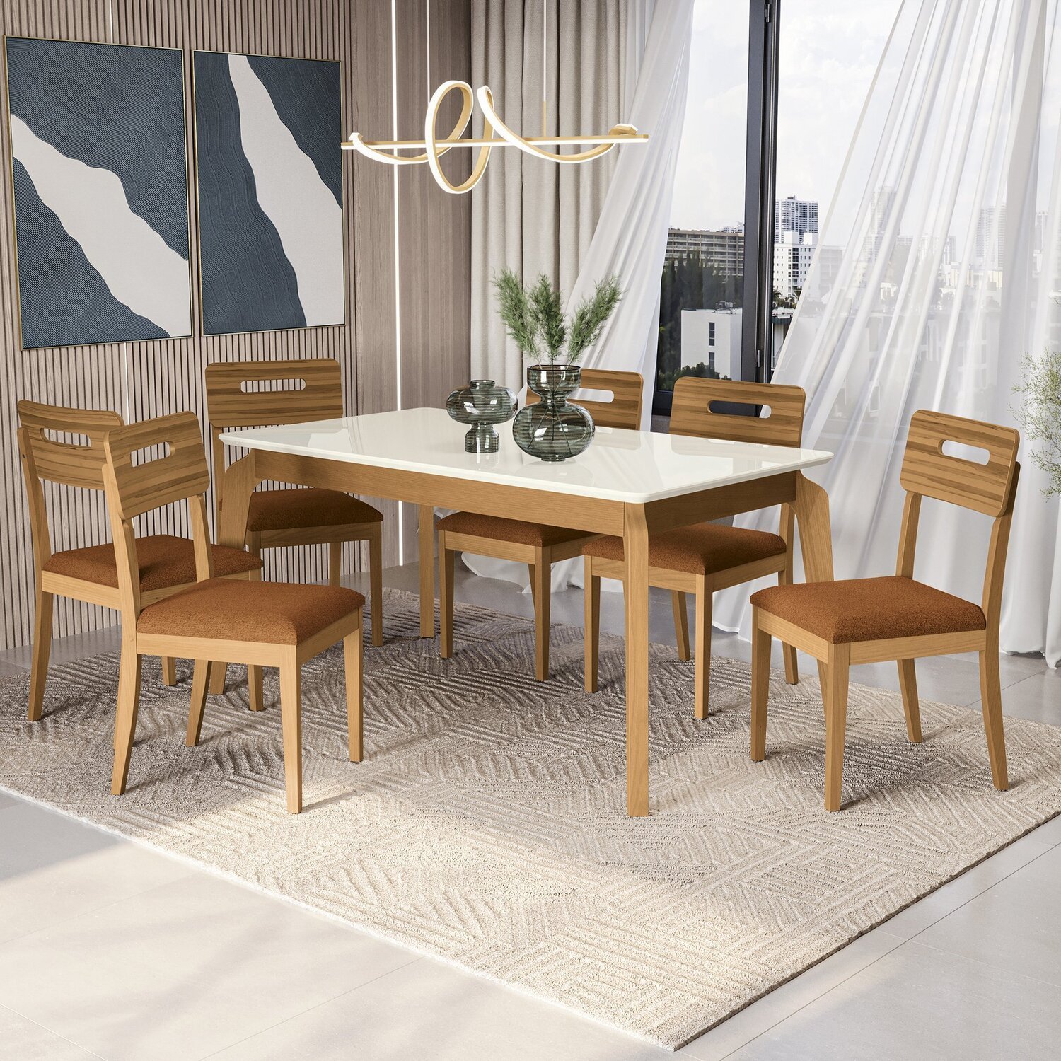 Conjunto Mesa Petra com 6 Cadeiras Madeira Maciça - 1