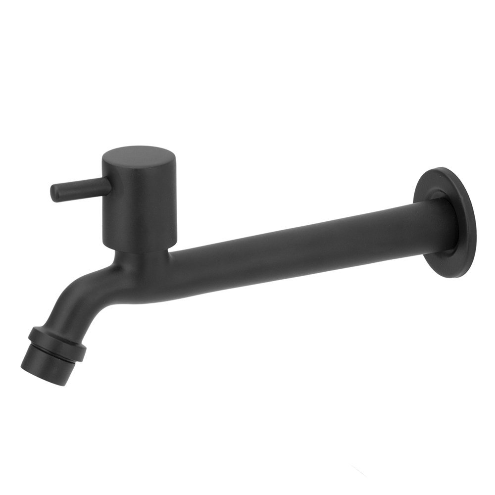 Torneira Tanque/jardim/cozinha Reta Preto/black Parede 22cm