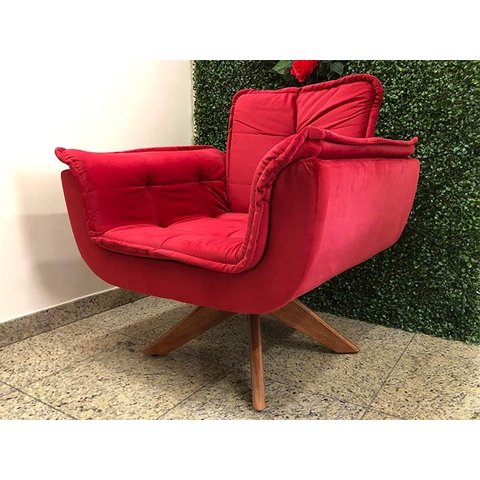 Poltrona Decorativa Giratória 1 Lugar Vermelho 1043 Ana