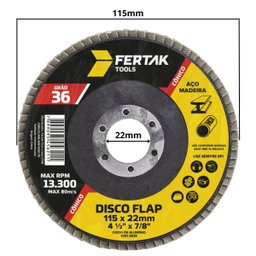 Disco Lixa Flap Cônico 115mm Grão 36 Madeira Aço Desbaste | 05 Un - 2