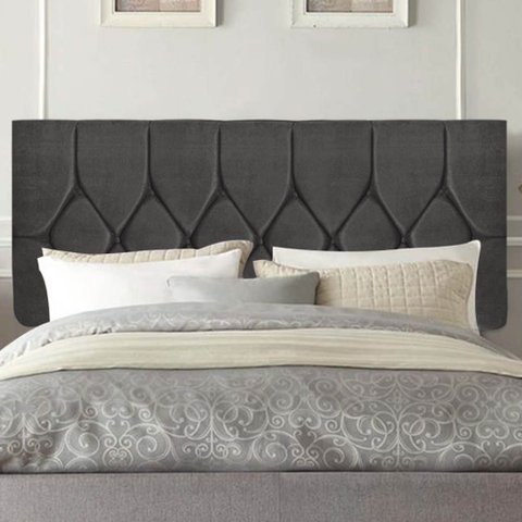 Painel Estofada Istambul Botão Capitonê 160cm Queen Size para Cama Box Quarto Suede Cinza Escuro Gra