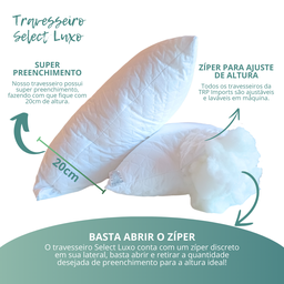 Travesseiro Select Luxo Fibra Importada com Fronha 100% Algodão Percal 150 Fios - 8