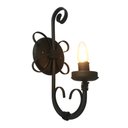 Ver imagem 1 de Arandela Negra de Ferro Rustica 01 Lampada de Parede Libertas Rosas Artesanato Arandela Rococo Maior