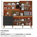Ver imagem 3 de Kit Cozinha 7 Portas 3 Gavetas 208 cm Atria Cinamomo Preto Zanz