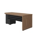 Ver mais imagens de Escrivaninha Mesa Escritório Robusta e Funcional Lado Direito 4 Gavetas 180cm Nogal e Preto Marrom Artany