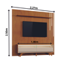 Painel Ripado Paris 2,27 x 2,50 Com Rack Áustria Led Cascata Para Tv até 75 Polegadas Cor: Naturalle - 2