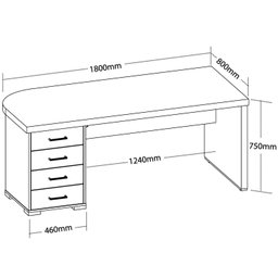 Mesa Executiva Premium para Escritório 4 Gavetas Elegante e Funcional - 4