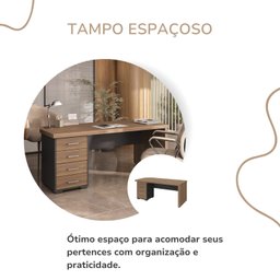 Mesa Executiva Premium para Escritório 4 Gavetas Elegante e Funcional - 18