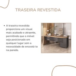 Mesa Executiva Premium para Escritório 4 Gavetas Elegante e Funcional - 12