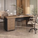Ver imagem 1 de Mesa Executiva Premium para Escritório Elegante e Funcional 180cm Marrom/Nogal/Preto Artany