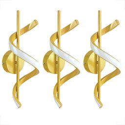 3 Arandela Dourada Led Espiral Parede Torcida Corredor Ace89 - 4