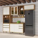 Ver imagem 2 de Cozinha Compacta 100% Mdf 4 Peças 8 Portas com Vidro e Tampo Barbados Espresso Móveis
