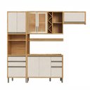 Ver imagem 3 de Armário de Cozinha Compacta Modulada 4 Peças 8 Portas com Vidro e Tampo 100% MDF Barbados Espresso Móveis Bege/Amêndoa/Off White