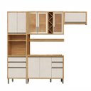 Ver imagem 3 de Armário de Cozinha Compacta Modulada 4 Peças 9 Portas com Vidro e Tampo 100% MDF Barbados Espresso Móveis Bege/Amêndoa/Off White